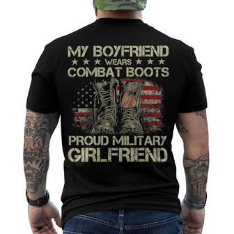 My Boyfriend Wears Combat Boots Proud Military Girlfriend T-Shirt Men's Crewneck Short Sleeve Back Print T-shirt - Monsterry CA