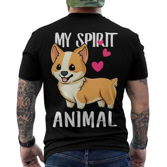 My Spirit Animal Corgi Dog Love-R Dad Mom Boy Girl Funny Men's Crewneck Short Sleeve Back Print T-shirt - Monsterry UK