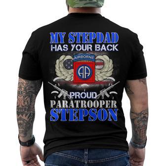 My Stepdad Has Your Back Proud Army 685 Shirt Men's Crewneck Short Sleeve Back Print T-shirt | Favorety UK