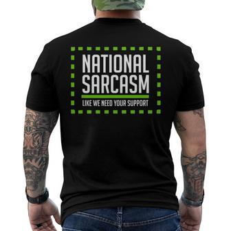 National Sarcasm Society I Sarcasm Men's Back Print T-shirt | Mazezy