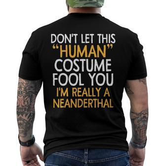 Neanderthal Human Costumehalloweengift Men's Back Print T-shirt | Mazezy