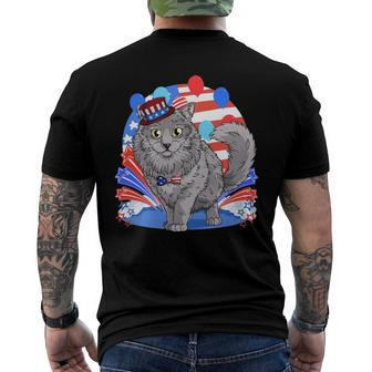 Nebelung Cat 4Th Of July Patriotic American Kitten Men's Back Print T-shirt | Mazezy