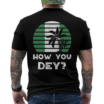 Nigeria Pidgin How You Dey Quote Nigerian Flag Nigeria Men's Back Print T-shirt | Mazezy