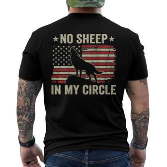 No Sheep In My Circle Wolves Not Sheep Usa Flag On Back Men's Back Print T-shirt | Mazezy