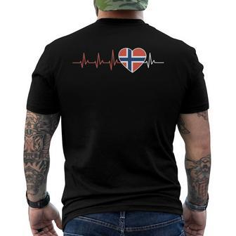 Norway Flag Heartbeat Noreg Norge Norwegian Men's Back Print T-shirt | Mazezy