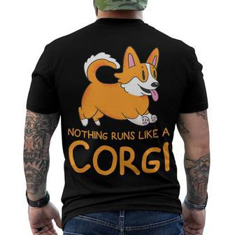 Nothing Runs Like A Corgi Funny Animal Pet Dog Lover V2 Men's Crewneck Short Sleeve Back Print T-shirt - Monsterry