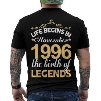 November 1996 Birthday Life Begins In November 1996 V2 Men's T-Shirt Back Print - Seseable