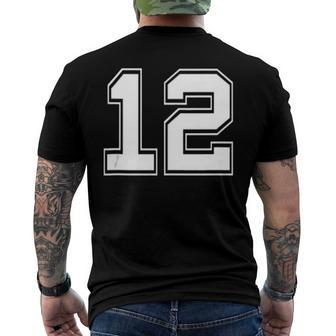 Number 12 Baseball Football Soccer Fathers Day Men's Back Print T-shirt | Mazezy