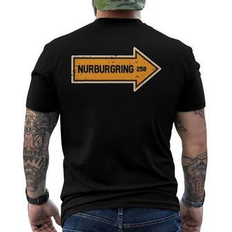 Nurburgring Germany Yellow German Road Sign Car Fan Men's Back Print T-shirt | Mazezy