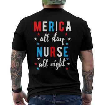 Womens Nurses 4Th Of July Independence Day Night Shift V-Neck Men's Back Print T-shirt | Mazezy