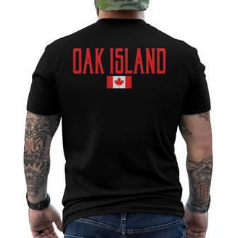 Oak Island Canada Flag Vintage Red Text Men's Back Print T-shirt | Mazezy
