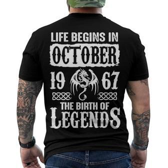 October 1967 Birthday Life Begins In October 1967 Men's T-Shirt Back Print - Seseable