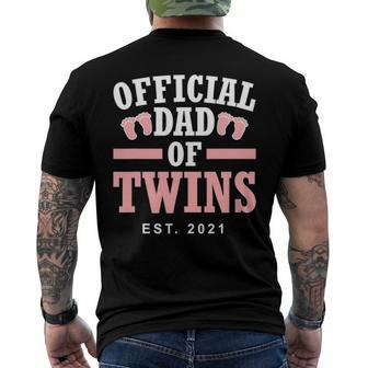 Official Dad Of Twins 2021 Father Girls Twin Dad Men's Back Print T-shirt | Mazezy