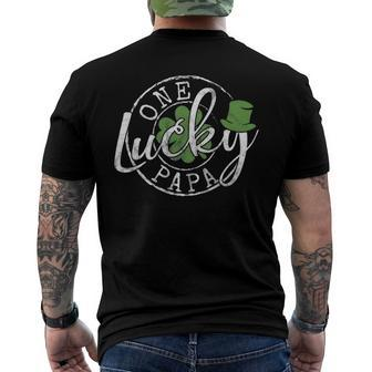 Mens One Lucky Papa Father Irish Clovers St Patricks Day Men's Back Print T-shirt | Mazezy