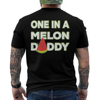 Mens One In A Melon Daddy Watermelon Dad Fathers Day Men's Back Print T-shirt | Mazezy