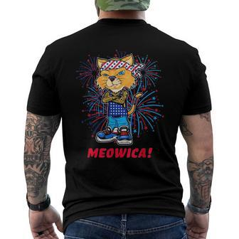 Orange Tabby Gangsta Cat Tattoos Bandana July 4Th Cat Lover Men's Back Print T-shirt | Mazezy