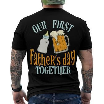 Our First Fathers Day Together First Fathers Day Father Son Daughter Matching Men's Crewneck Short Sleeve Back Print T-shirt - Monsterry