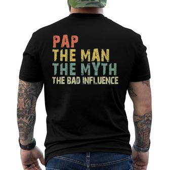 Pap The Man Myth Bad Influence Vintage Men's Back Print T-shirt | Mazezy