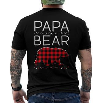 Papa Bear Christmas Pajamas Matching Family Plaid Men Men's Back Print T-shirt | Mazezy