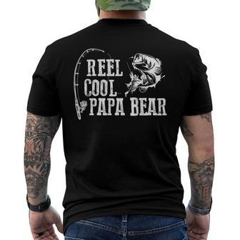 Mens Papa Bear Fishing Reel Cool Papa Bear Men's Back Print T-shirt | Mazezy