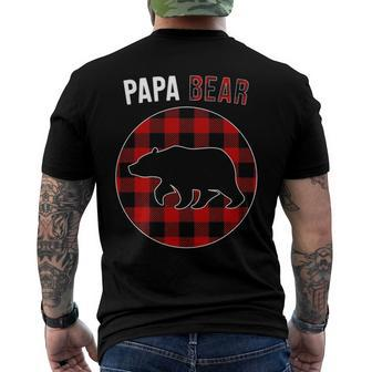 Papa Bear Red Plaid Matching Family Christmas Pajamas Men's Back Print T-shirt | Mazezy AU