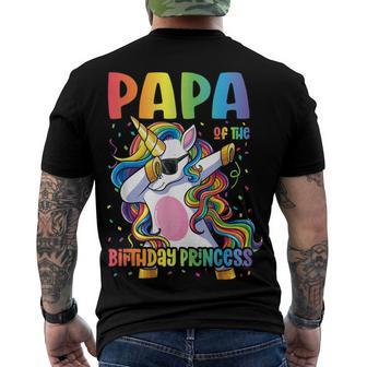 Mens Papa Of The Birthday Princess Dad Dabbing Unicorn Girl Men's T-shirt Back Print - Seseable