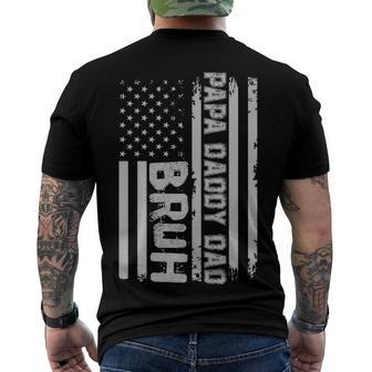 Mens Papa Daddy Dad Bruh Fathers Day 4Th Of July Usa Flag Men's T-shirt Back Print - Seseable