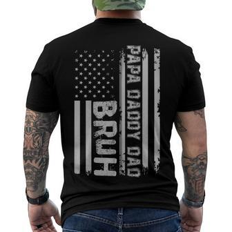 Papa Daddy Dad Bruh Fathers Day 4Th Of July Usa Flag Zip Men's T-shirt Back Print - Seseable