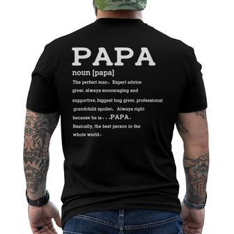 Mens Papa Definition Noun Nutrition Fathers Day Grandpa Men's Back Print T-shirt | Mazezy
