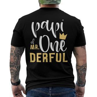 Mens Papi Of Mr Onederful 1St Birthday First One-Derful Matching Men's Back Print T-shirt | Mazezy
