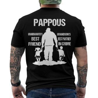 Pappous Grandpa Pappous Best Friend Best Partner In Crime Men's T-Shirt Back Print - Seseable