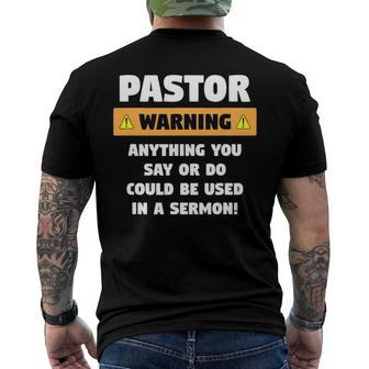 Mens Pastor Warning Sermon For A Pastor Men's Back Print T-shirt | Mazezy