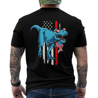 Patriotic 4Th Of July Kids Boys Dinosaurrex American Flag Men's Back Print T-shirt | Mazezy DE