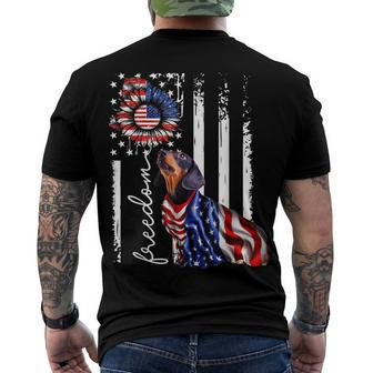 Patriotic 4Th Of July Weiner Dachshund Dog Freedom Men's T-shirt Back Print - Seseable