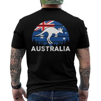 Patriotic Australian Hopping Kangaroo Australia Flag Men's Back Print T-shirt | Mazezy