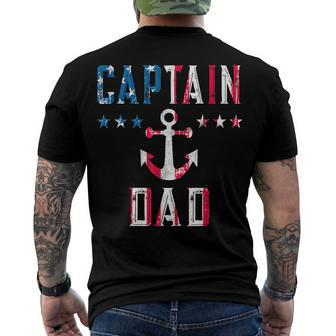 Mens Patriotic Captain Dad American Flag Boat Owner 4Th Of July Men's T-shirt Back Print - Seseable