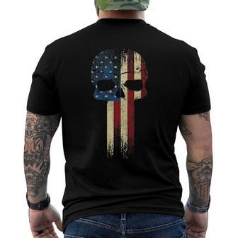 Patriotic Skull Usa Military American Flag Proud Veteran Men's Back Print T-shirt | Mazezy