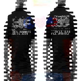 Womens Patriotic Usa Flag Sunflower 4Th July Peace Love America Men's T-shirt Back Print - Seseable