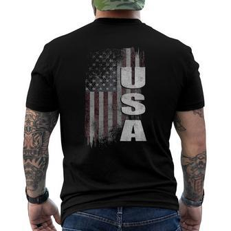 Patriotic Usa Vintage American Flag Men's Back Print T-shirt | Mazezy