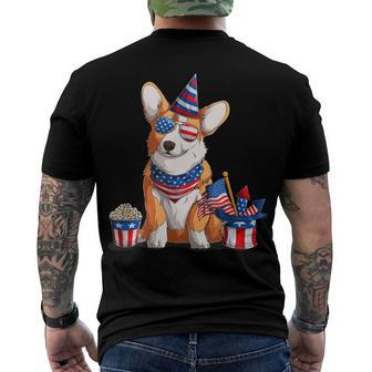 Patriotic Welsh Corgi Dog Pup 4Th Of July Men's T-shirt Back Print - Seseable