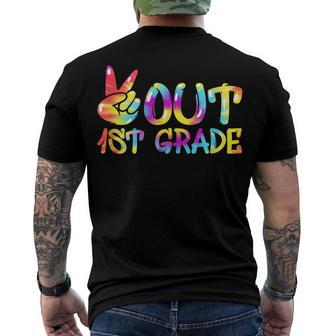 Peace Out 1St Grade Tie Dye Graduation Last Day School Men's Back Print T-shirt | Mazezy