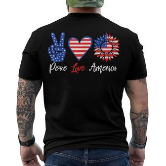 Peace Love America 4Th Of July Sunflower Men's T-shirt Back Print - Seseable