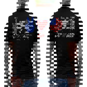 Peace Love America 4Th Of July Sunflower Men's T-shirt Back Print - Seseable