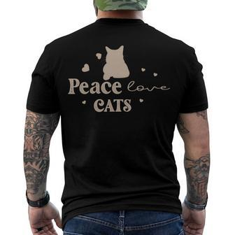 Peace Love Cats Animal Lover Gift For Cat Lover Men's Crewneck Short Sleeve Back Print T-shirt - Monsterry