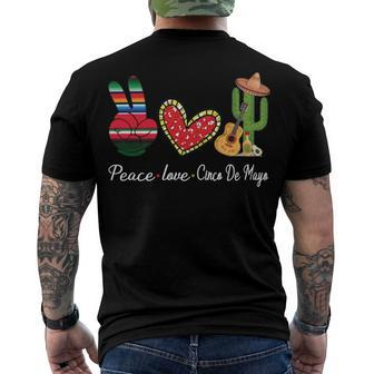 Peace Love Cinco De Mayo Funny Men's Crewneck Short Sleeve Back Print T-shirt - Monsterry CA