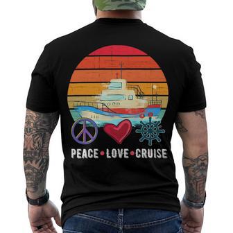 Peace Love Cruising Family Cruise Vacation Matching Gift V2 Men's Crewneck Short Sleeve Back Print T-shirt | Favorety CA