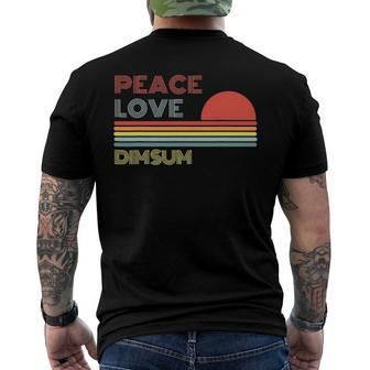 Peace Love Dim Sum Retro Vintage Men's Back Print T-shirt | Mazezy