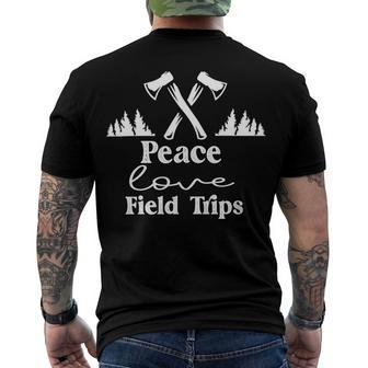 Peace Love Field Trips Vintage Gift Men's Crewneck Short Sleeve Back Print T-shirt - Monsterry