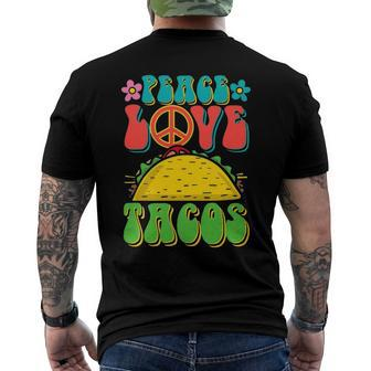 Peace Love Tacos Groovy For Retro Hippie Men's Back Print T-shirt | Mazezy