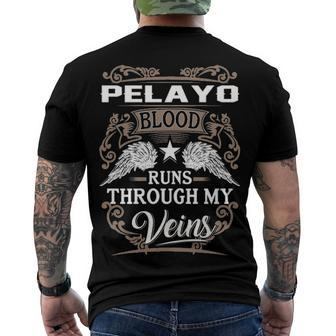 Pelayo Name Pelayo Blood Runs Through My Veins Men's T-Shirt Back Print - Seseable